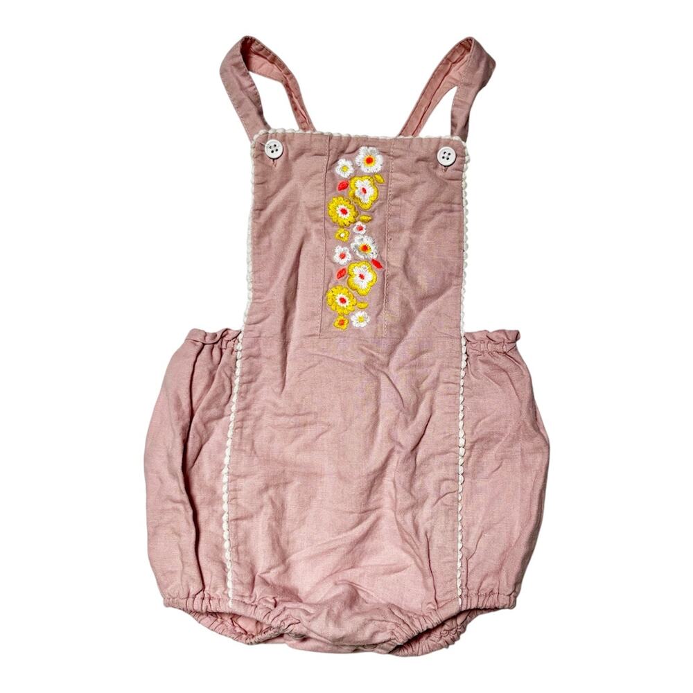 Baby Boden Embroidered Linen Blend Bubble Romper 18-24m